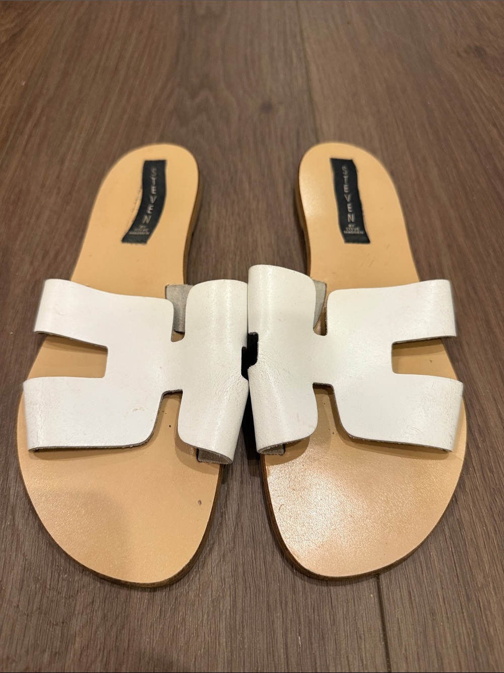 Steven By Steve Madden White Cutout Slide Sandals